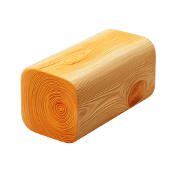 Wooden Log Block Icon - Realistic 3D Timber Illustration