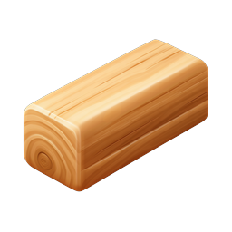 Wooden Log Block Icon - Realistic 3D Timber Illustration