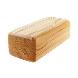 Realistic Wooden Log Block Icon - Natural Timber 3D