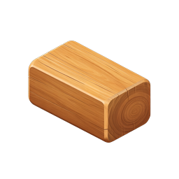 Wooden Log Block Icon - 3D Realistic Timber