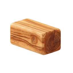 Realistic Wooden Log Block 3D Icon | Natural Timber