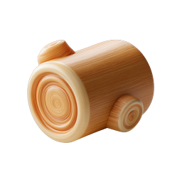 Realistic Wooden Log Cylinder Icon for Carpentry & Timber