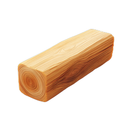 Wooden Log Timber Block Icon - Realistic Wood Grain