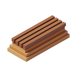 Wooden Lumber Planks 3D Icon - Construction Materials