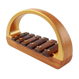 Wooden Lyre Musical Instrument Icon | 3D Realistic