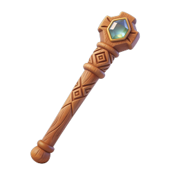 Wooden Magic Staff with Gemstone - 3D Fantasy Icon