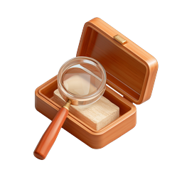 Wooden Magnifying Glass Box Icon - Search & Discovery