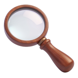 Wooden Magnifying Glass Icon - 3D Realistic Search Tool