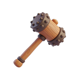 Wooden Mallet Hammer 3D Icon - Clay Style Tool