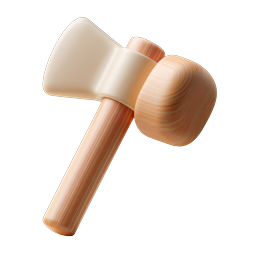 Wooden Mallet Hammer Icon - 3D Clay Style Tool
