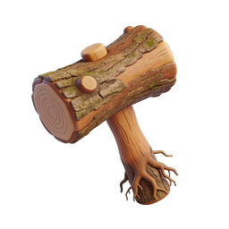 Icône 3D Maillet en Bois | Outil d'Artisanat Rustique