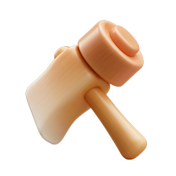 Wooden Mallet Icon - 3D Crafting Tool Design
