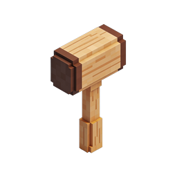 Icône Voxel de Maillet en Bois - Outil 3D Isométrique