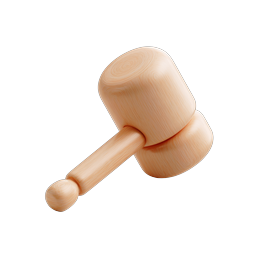 Wooden Mallet Icon - Realistic 3D Carpentry Tool