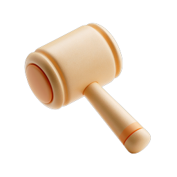 Wooden Mallet 3D Icon - Clay Style Tool Design