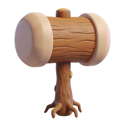 Wooden Mallet 3D Clay-Style Icon for Crafting Apps