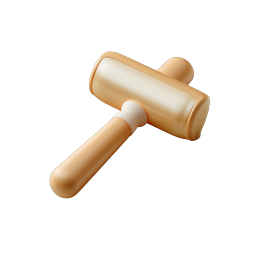 Wooden Mallet 3D Icon - Realistic Tool Design