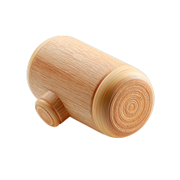 Realistic Wooden Mallet Icon - Carpentry Tool 3D Render