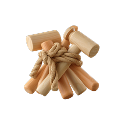 Wooden Mallet Bundle Rope Tied Tools Icon