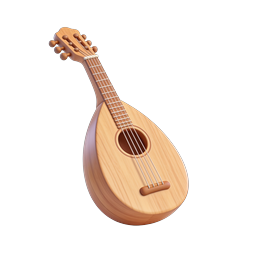 Wooden Mandolin 3D Icon | String Instrument Design