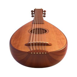 Wooden Mandolin String Instrument Icon - Realistic 3D