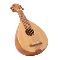 Icono de instrumento musical mandolina de madera | render 3D