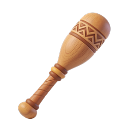 Wooden Maraca 3D Icon - Latin Percussion Instrument