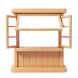 Wooden Market Stall 3D Icon - Vendor Booth Illustration