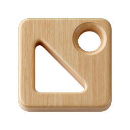 Wooden Media Player Icon - Realistic Natural Wood Design