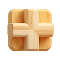 Wooden Medical Cross Icon - Natural Healthcare Symbol