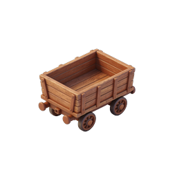 Icono de vagoneta minera de madera 3D – vagón de carga rústico