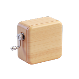 Icône de boîte à musique en bois avec manivelle | Rendu 3D