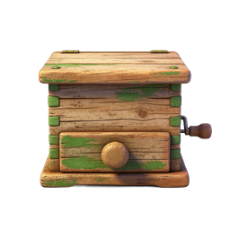 Vintage Wooden Music Box 3D Icon - Rustic Wind-Up Treasure