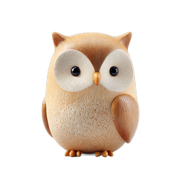 Wooden Owl Icon - 3D Realistic Nature Animal Design