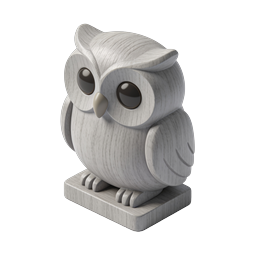 Wooden Owl Carved Figurine Icon | Realistic 3D