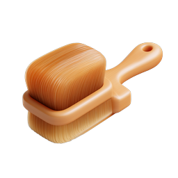 Wooden Paint Brush Icon - 3D Realistic Art Tool