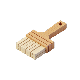 Wooden Paintbrush Icon - Isometric 3D Art Tool