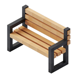 Wooden Park Bench Icon | Isometric Outdoor Furniture