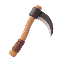 Wooden Pickaxe 3D Icon for Gaming & Mining