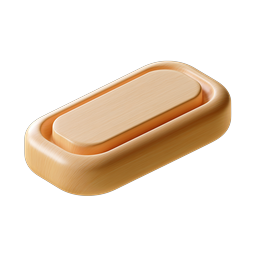 Wooden Pill Button Icon - 3D Isometric UI Element