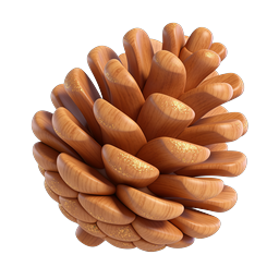 Wooden Pinecone Art 3D Icon with Gold Accents