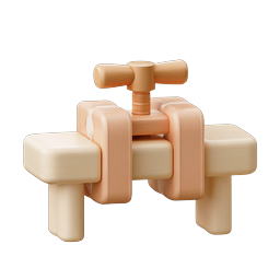 Wooden Pipe Valve 3D Icon | Realistic Plumbing Handle