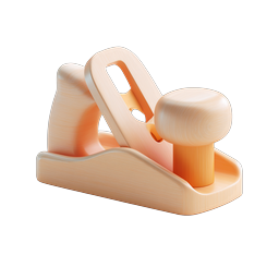 Wooden Hand Plane 3D Icon - Realistic Woodworking Tool