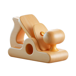 Wooden Hand Plane Tool 3D Icon - Realistic Carpentry