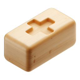 Wooden Plus Block 3D Icon - Realistic Medical Cross