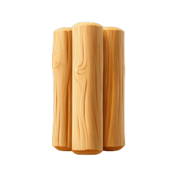 Realistic Wooden Posts Icon - 3D Timber Illustration