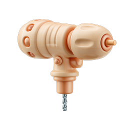 Wooden Power Drill 3D Icon - DIY Tool Illustration