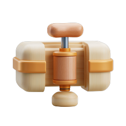 Wooden Press Machine 3D Icon - Artisan Tool Design