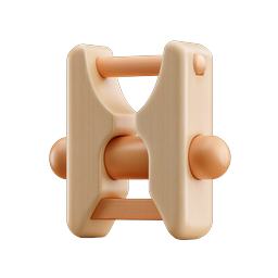 Wooden Pull Toy 3D Icon - Clay Style Design