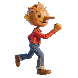 Wooden Puppet Character Running 3D Illustration Icon